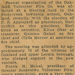 Newspaper clipping from our Founding